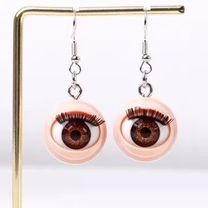 Baby Doll Eyeball Eyes Eyelash Earrings